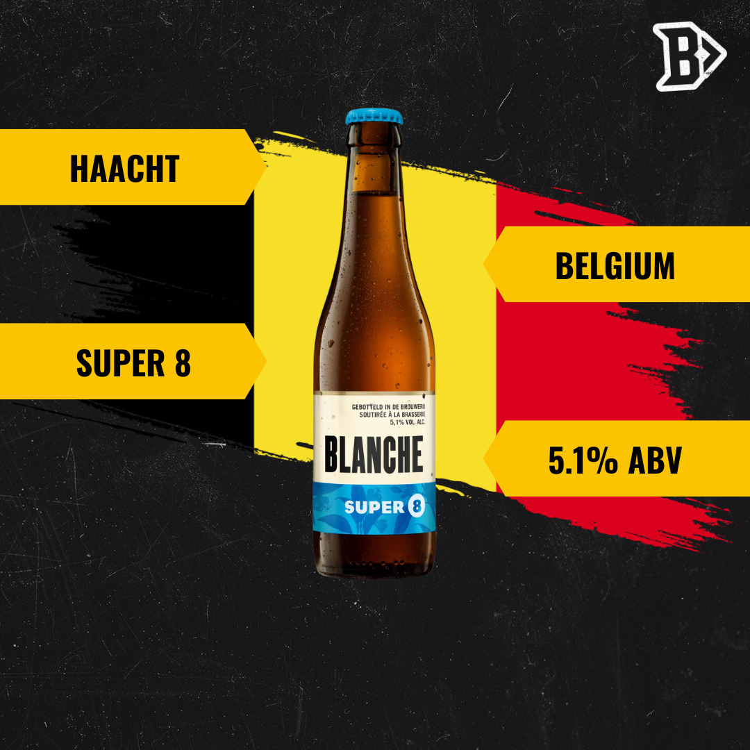 Haacht Super 8 Blanche Belgian Wheat Beer 330ml Bottles - 5.1% ABV (12 Pack)