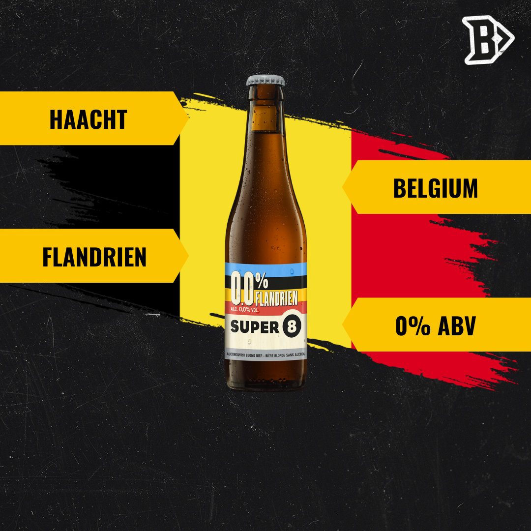 Haacht Super 8 Flandrien Belgian Alcohol Free Beer 330ml Bottles - 0.0% ABV (12 Pack)