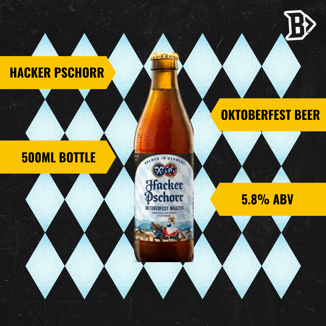 Hacker Pschorr Oktoberfest Märzen Beer 500ml Bottles - 5.8% ABV (12 Pack) - BEERHUNTER