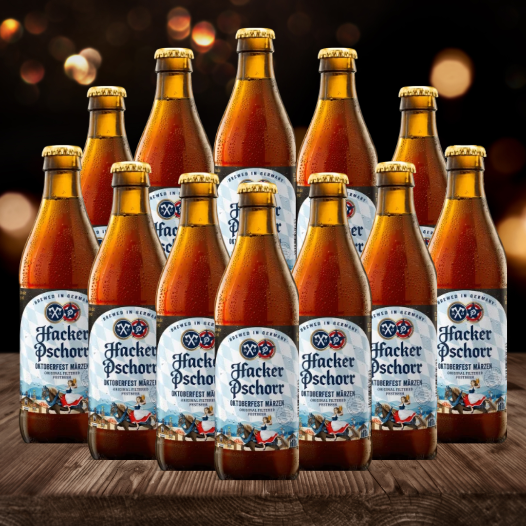 Hacker Pschorr Oktoberfest Märzen Beer 500ml Bottles - 5.8% ABV (12 Pack) - BEERHUNTER