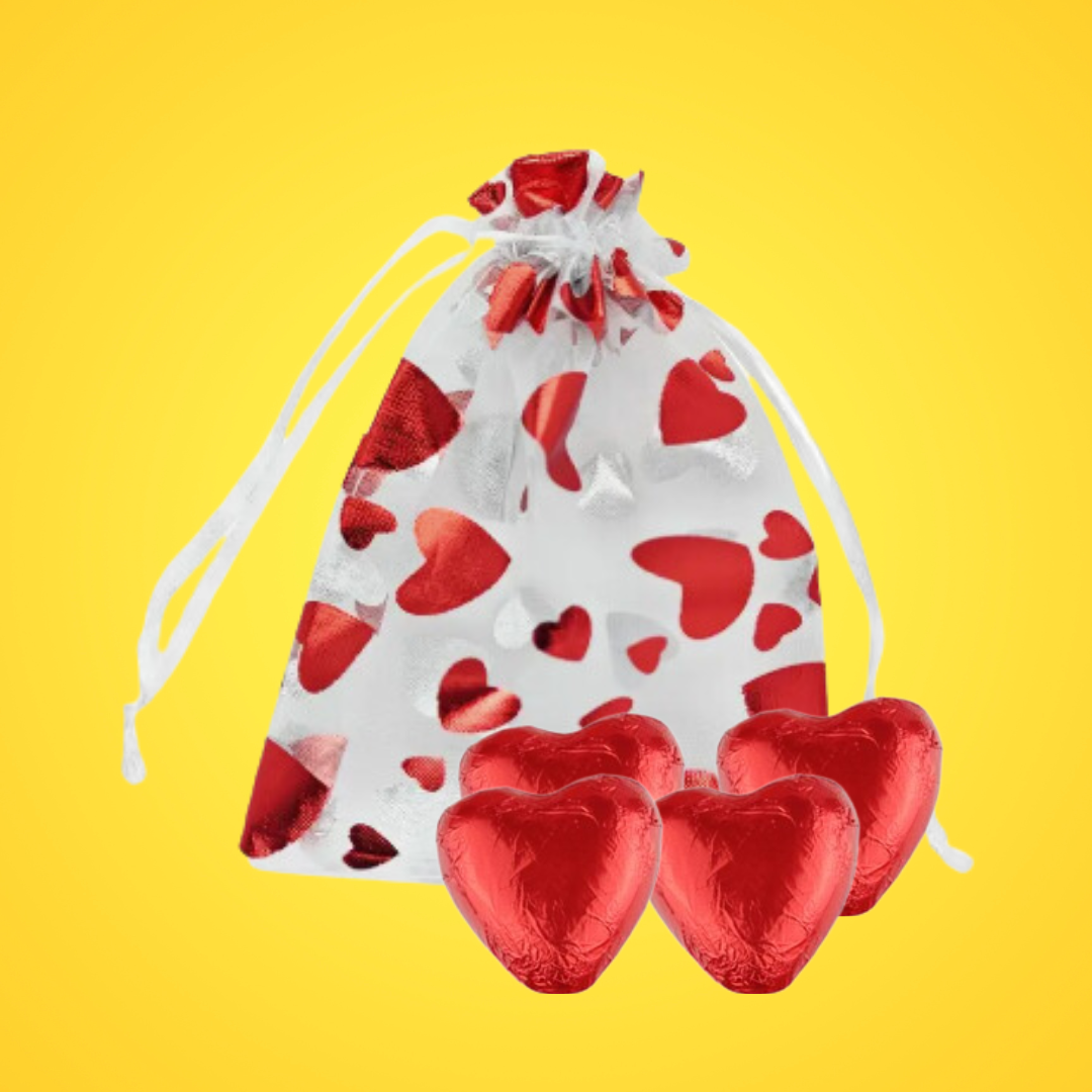 Valentines Heart Chocolates In Heart Bag