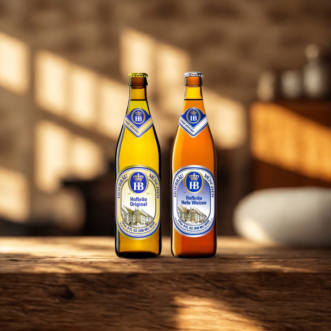 Hofbräu München Mixed Case 500ml Bottles (12 Pack) – Original &amp; Hefe Weiss Beer