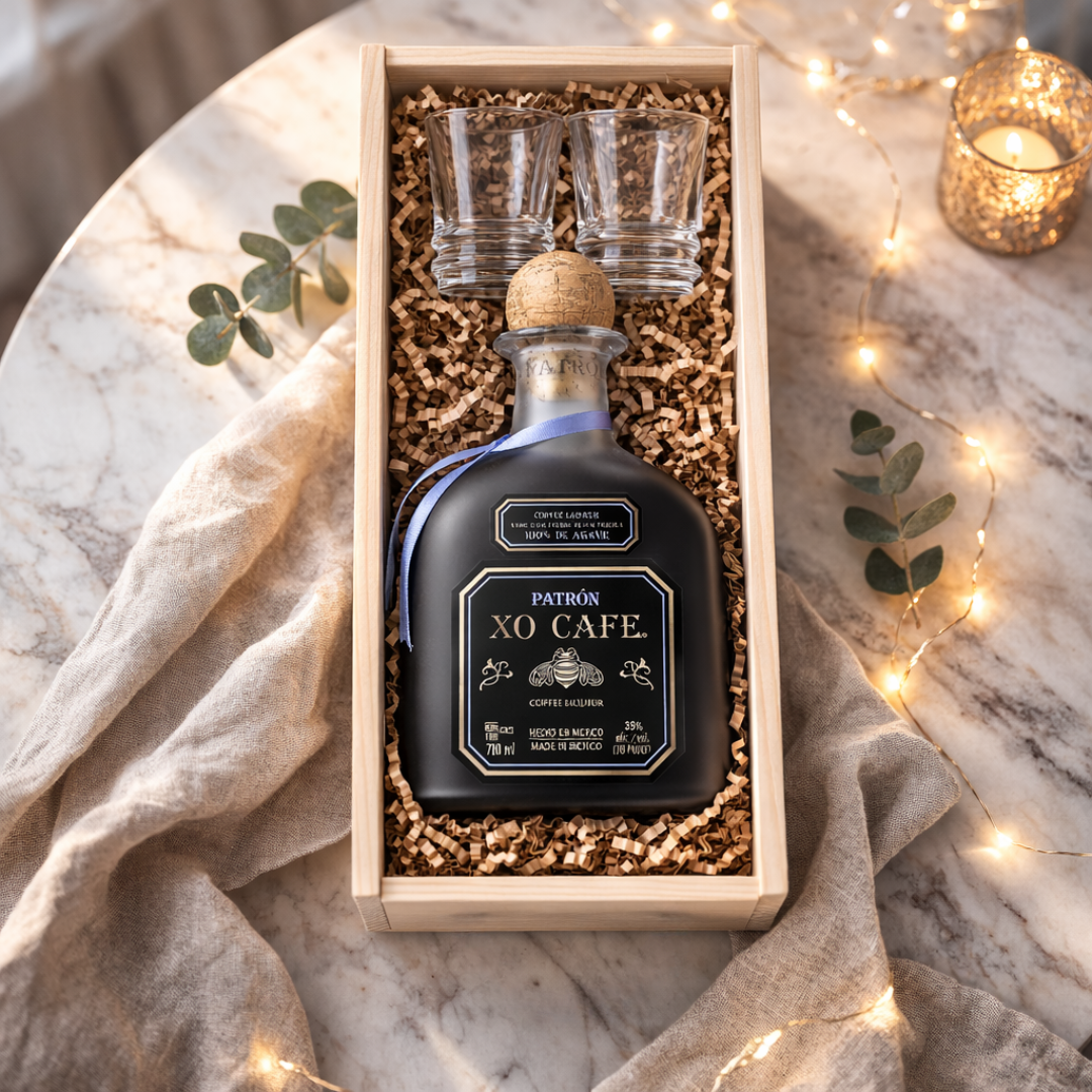 Personalised 18th Birthday Patrón Xo Cafe Coffee Tequila Gift Set With Shot Glasses