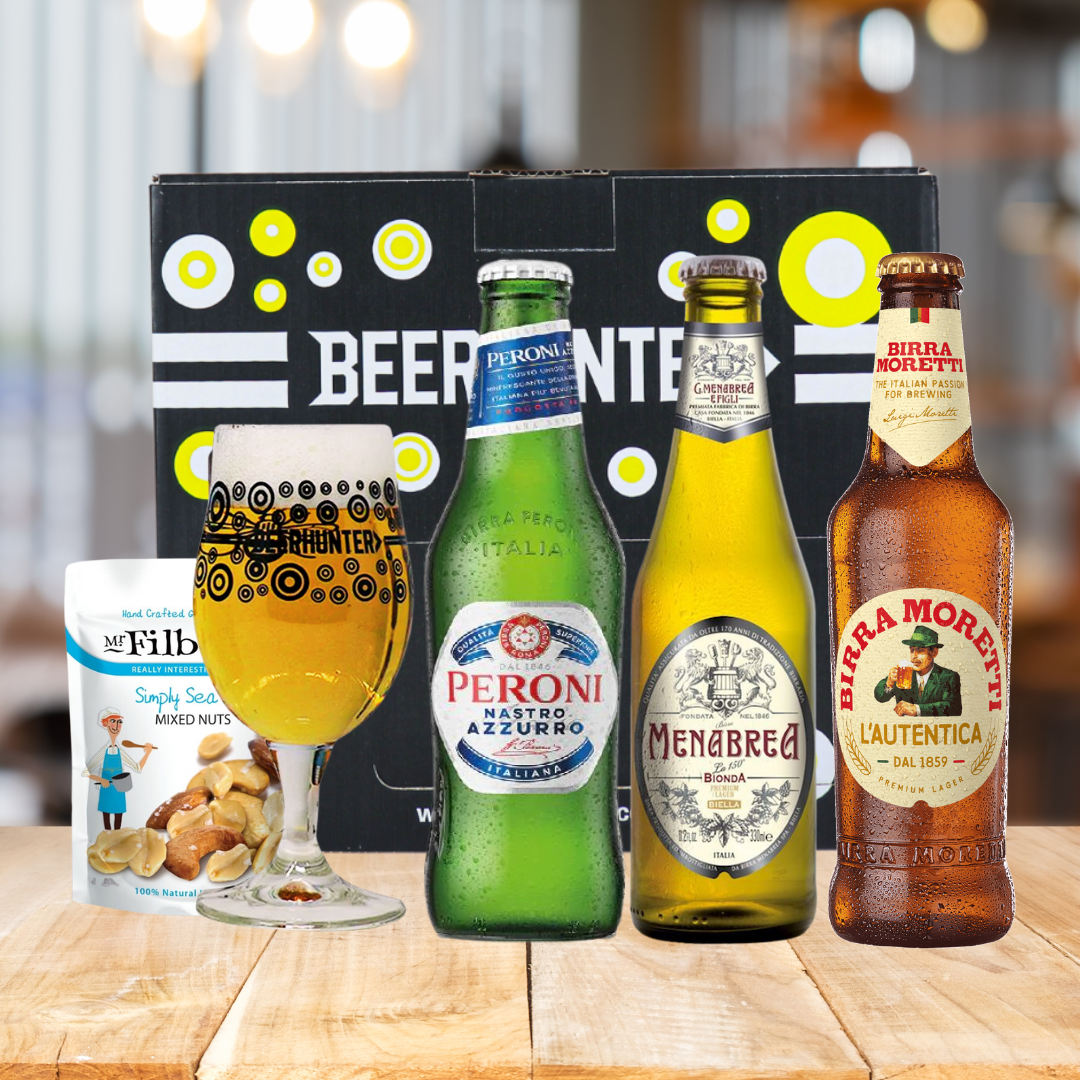 Introduction to Italian Lager Gift Set with Menabrea Glass (3 Pack) - BEERHUNTER