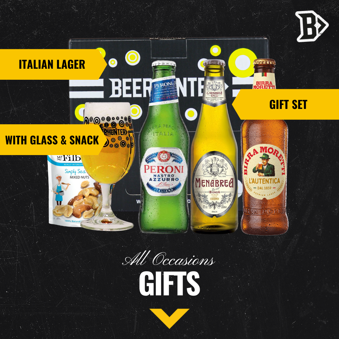 Introduction to Italian Lager Gift Set with Menabrea Glass (3 Pack) - BEERHUNTER