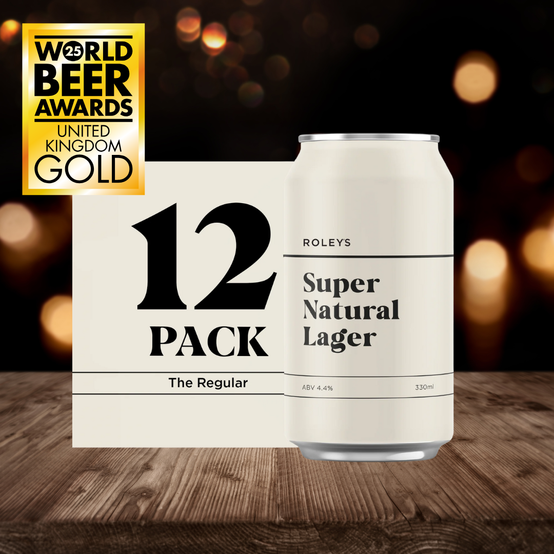 Roley&#39;s Super Natural Lager 4.4% ABV (12 x 330ml)