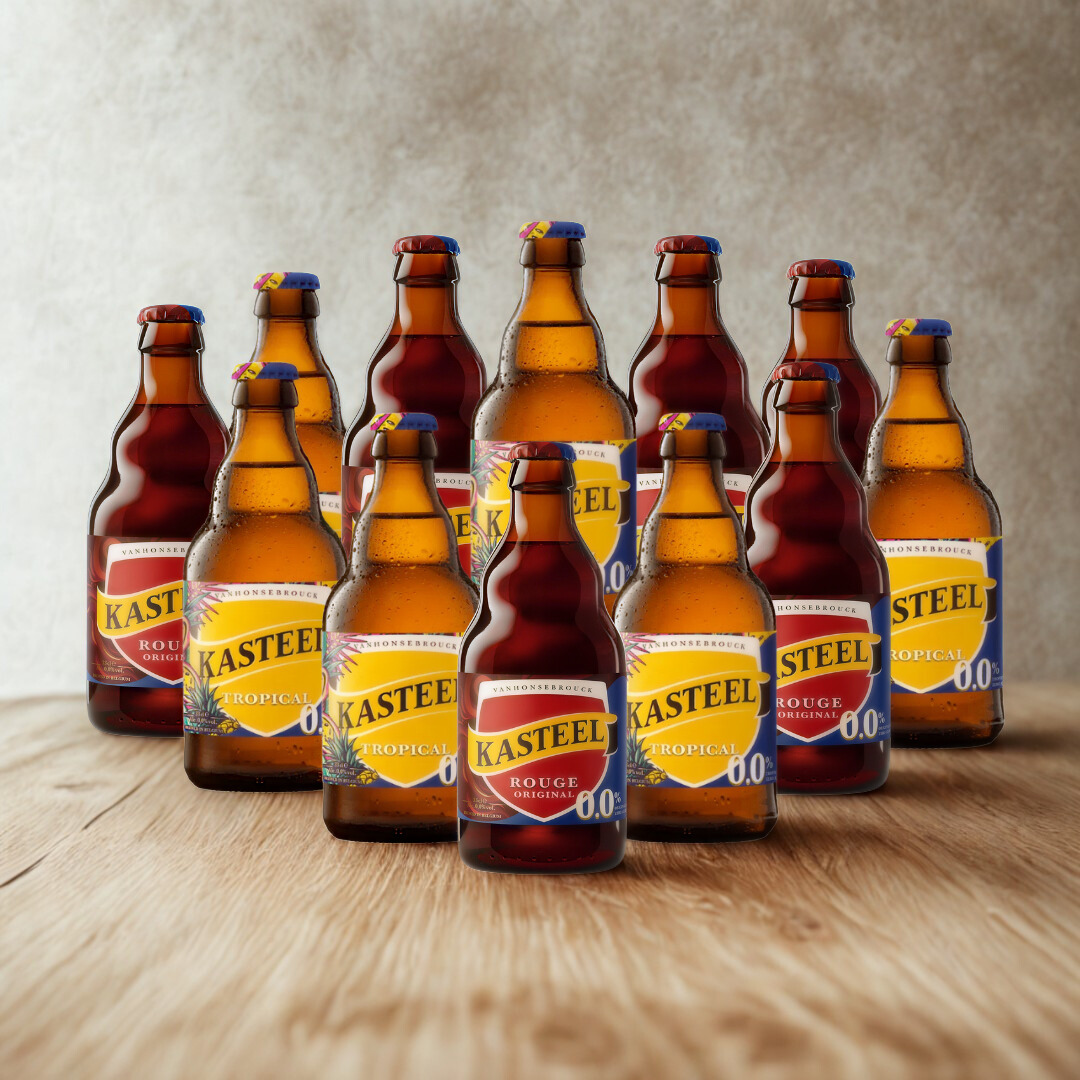 Kasteel Alcohol-Free Fruit Beer Mixed Case (Rouge & Tropical) 330ml Bottles – (12 Pack)