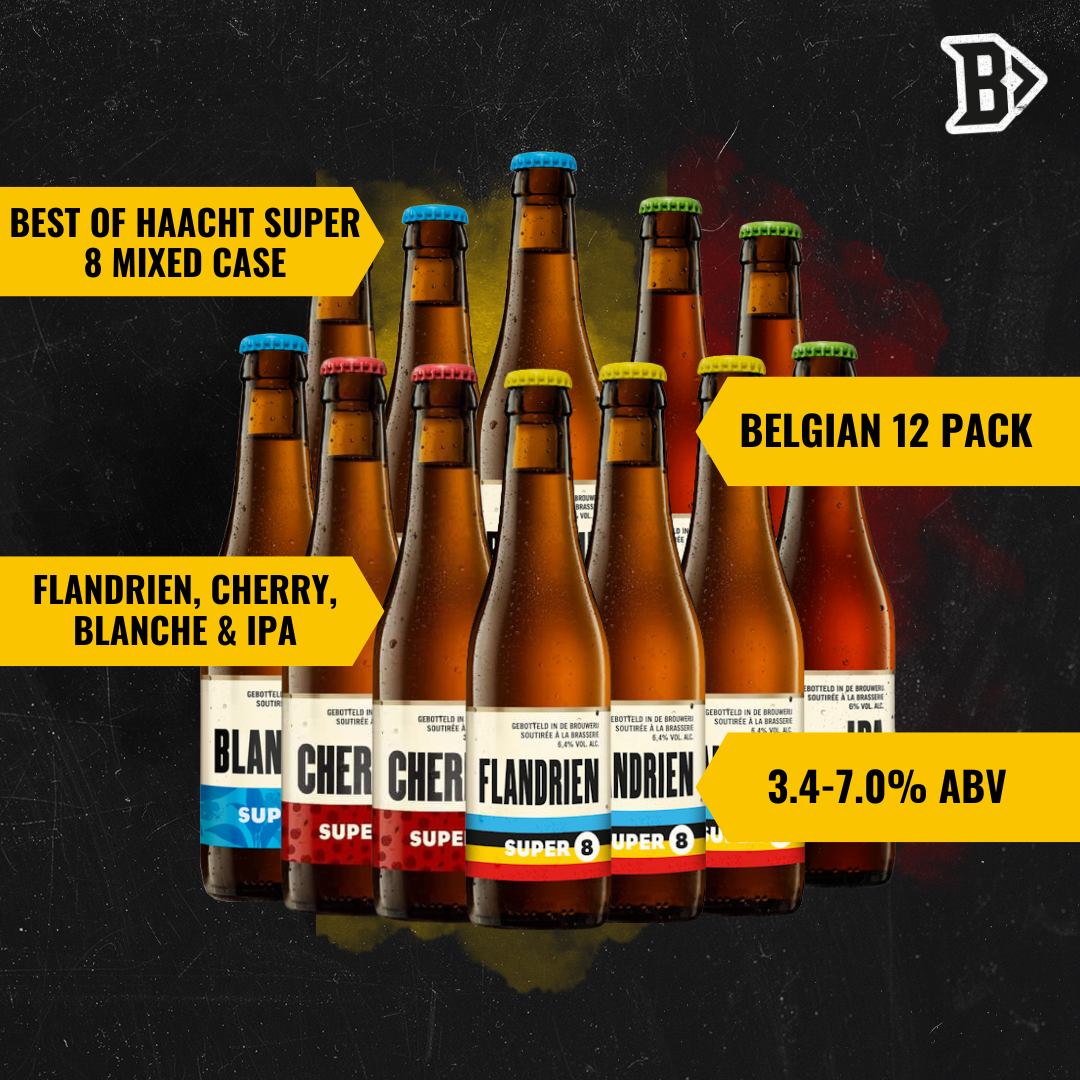 Haacht Super 8 Mixed Belgian Beer Case – 12 Pack (IPA, Blanche, Flandrien, Cherry)