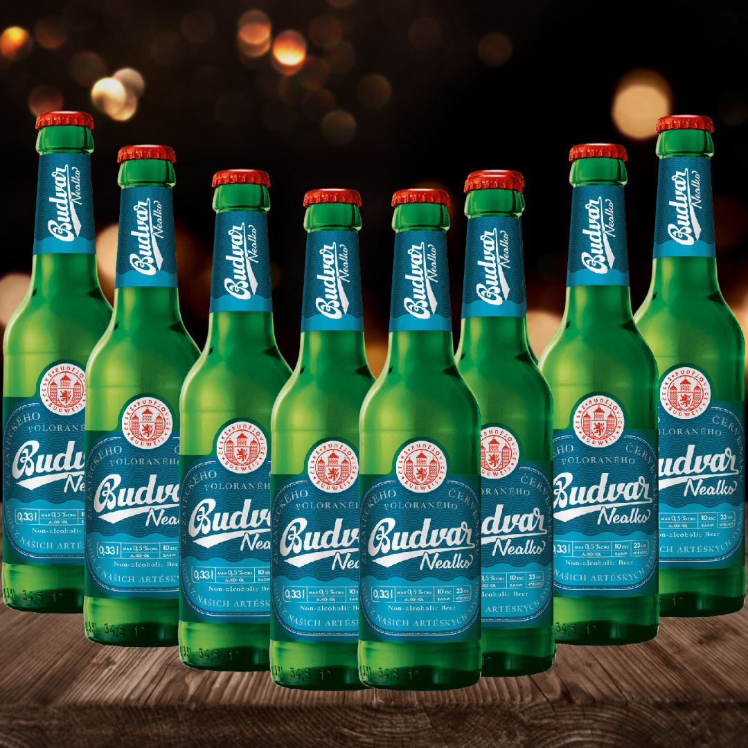Budweiser Budvar Nealko Alcohol Free Czech Lager 330ml Bottles - 0.5% ABV (Multipack)