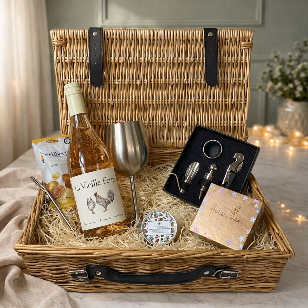 La Vieille Ferme Rose 16" Luxury Wine Gift Hamper with Chocolates and Accessories - 75cl (12.5% ABV)