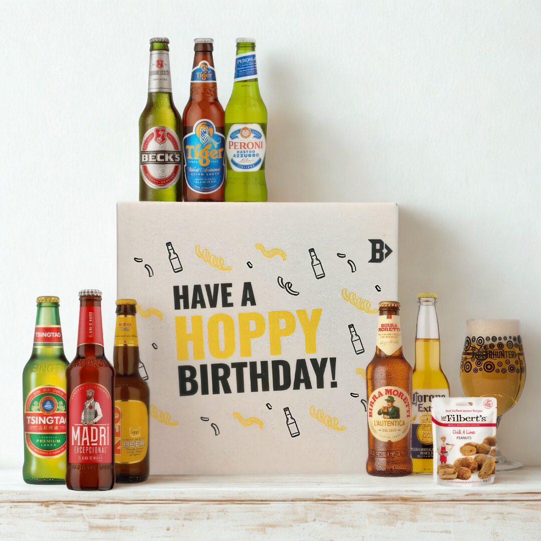 Lager Hoppy Birthday Gift Box with Glass - (8 Pack)