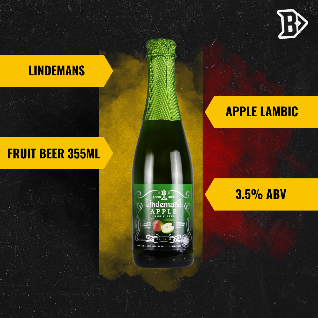 Lindemans Apple Belgian Lambic Fruit Low Alcohol Beer 355ml Bottles - 3.5% ABV (12 Pack) - BEERHUNTER