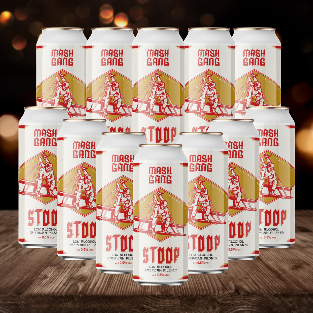 Mash Gang STOOP Alcohol Free American Pilsner UK 440ml Cans - ABV 0.5% (12 Pack) - BEERHUNTER