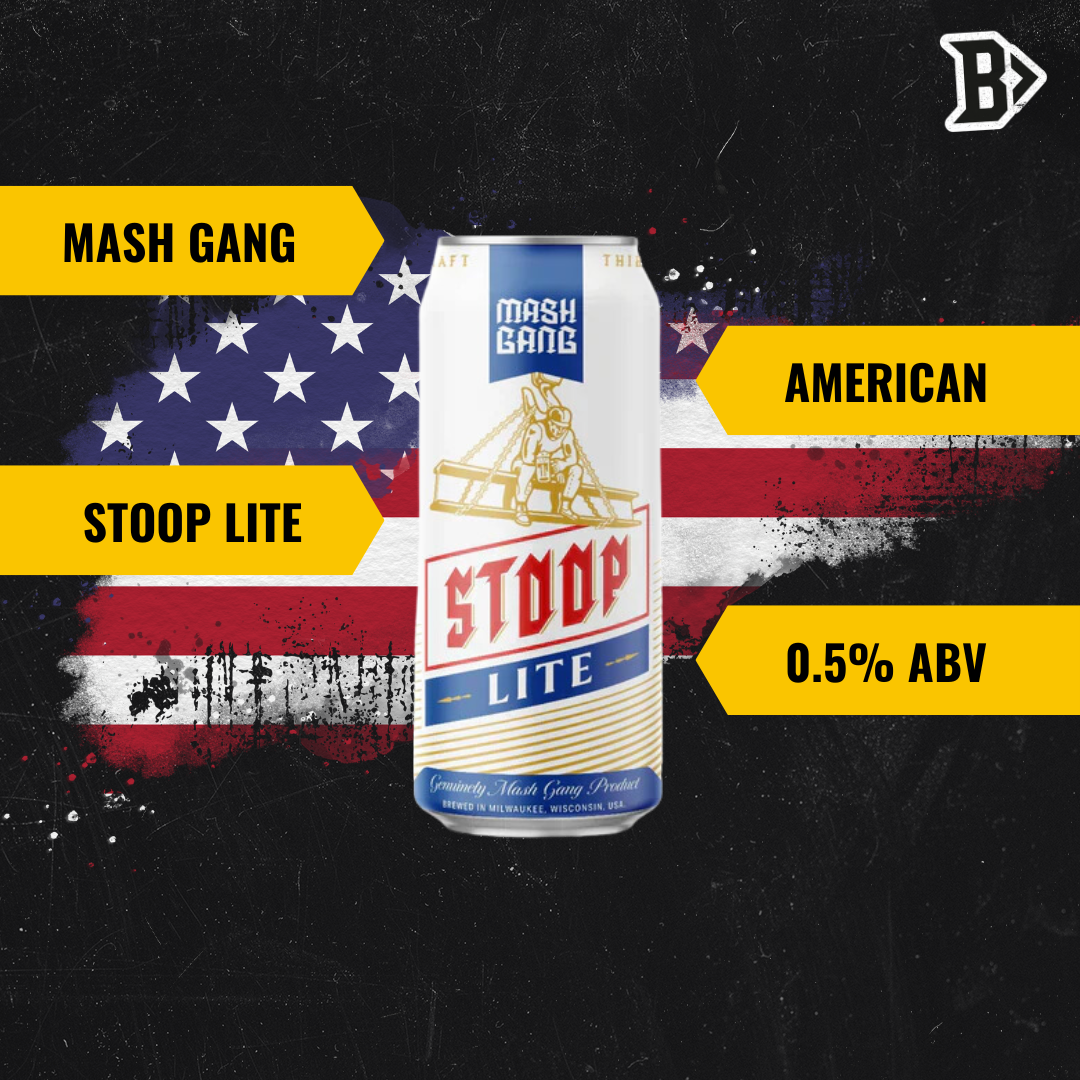 Mash Gang Stoop Lite American Low Alcohol Lager 440ml Cans - 0.5% ABV (12 Pack)