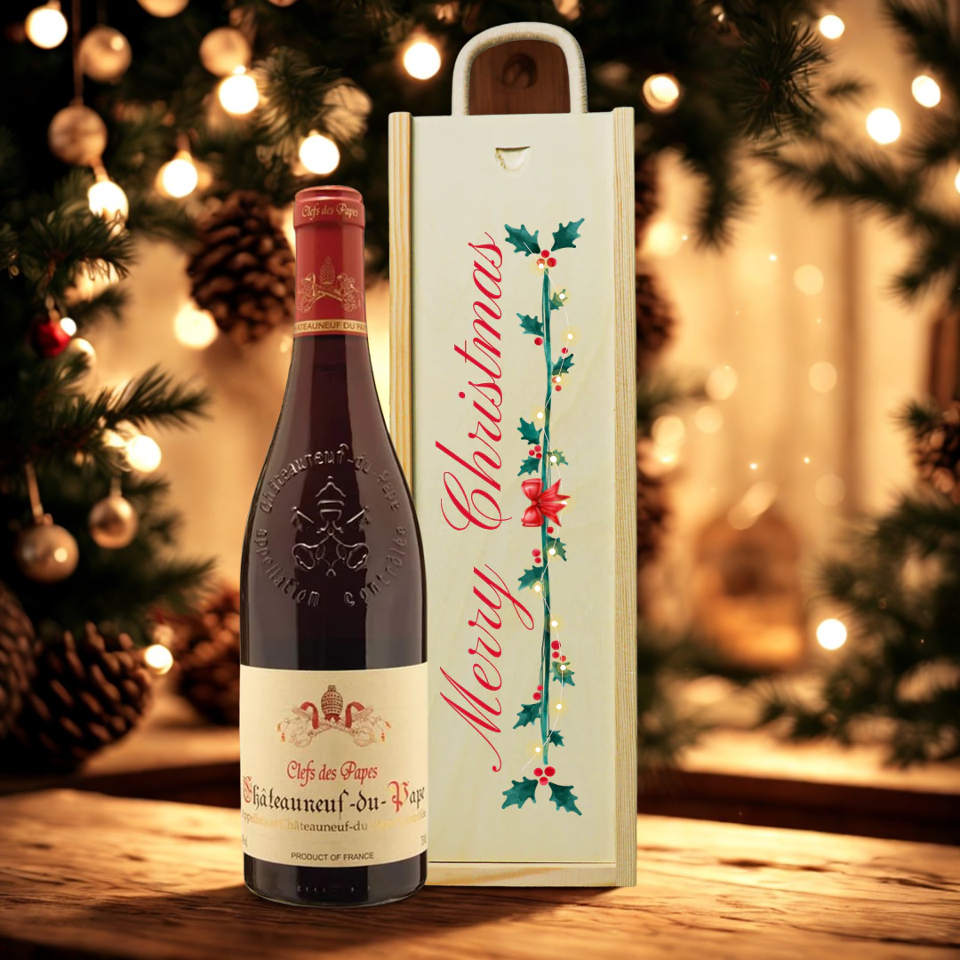 Merry Christmas Chateauneuf Du Pape Red Wine Gift Set - 14%