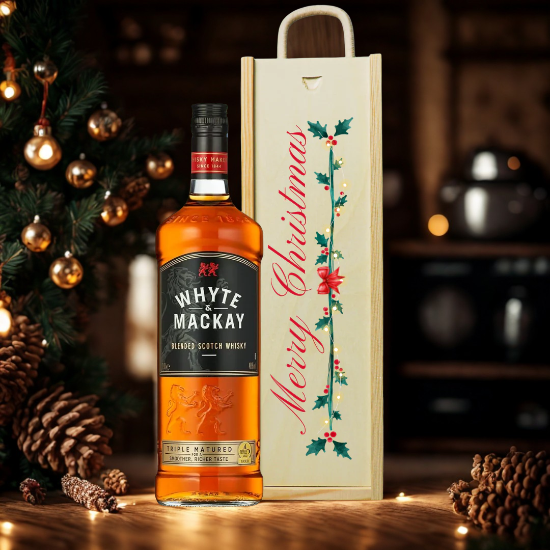 Merry Christmas Whyte and Mackay Blended Scotch Whiskey - 40% ABV