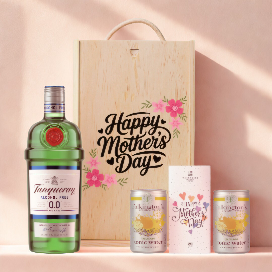 Mother's Day Tanqueray 0.0% Gin Gift Set With Tonics &amp; Chocolate (70cl)