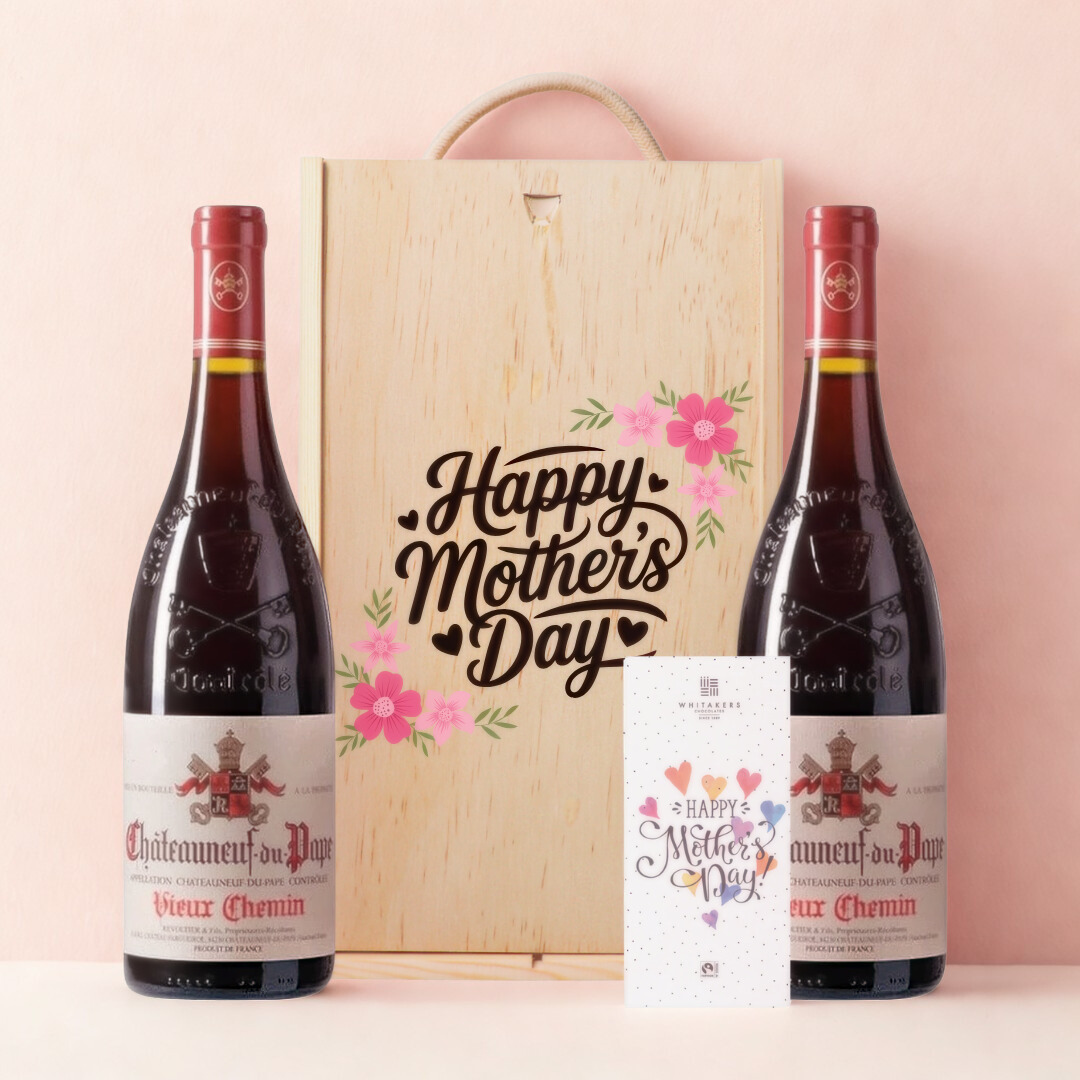 Mother’s Day Châteauneuf-du-Pape Wine Gift Set with Chocolate (2 x 75cl)