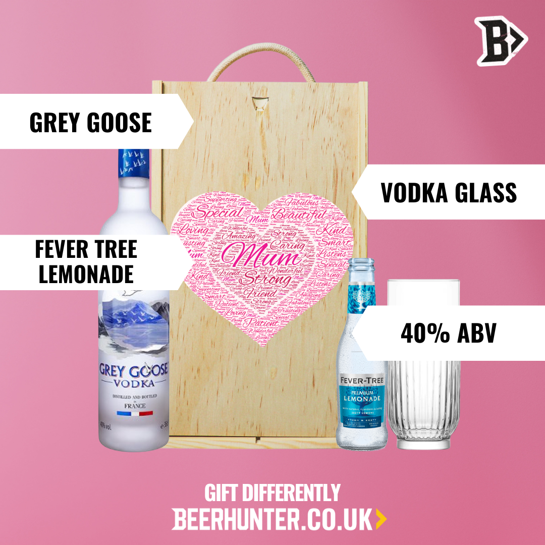 Mum Grey Goose Vodka Gift Set with Fever Tree Lemonade & Vodka Glass (70cl)