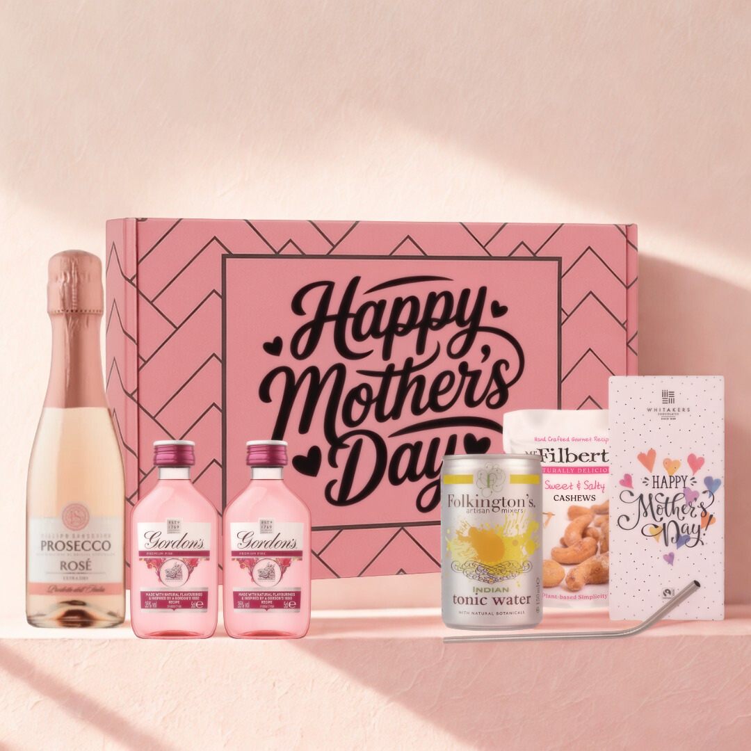 Mother’s Day Prosecco Rosé &amp; Gordon’s Pink Gin Gift Set with Mixer &amp; Snacks