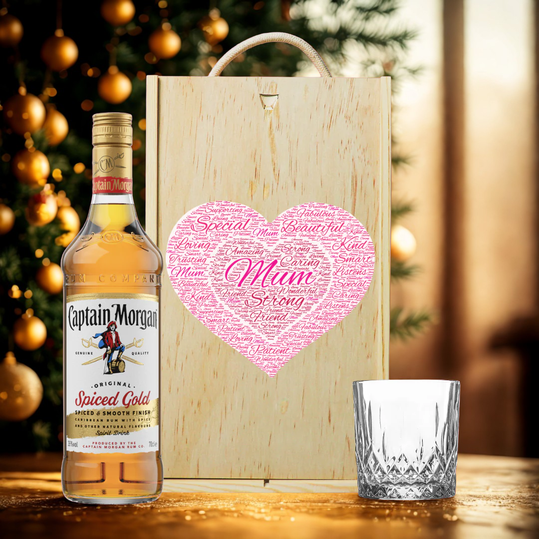 Mum Captain Morgan Spiced Rum Gift Set with Glass (70cl)