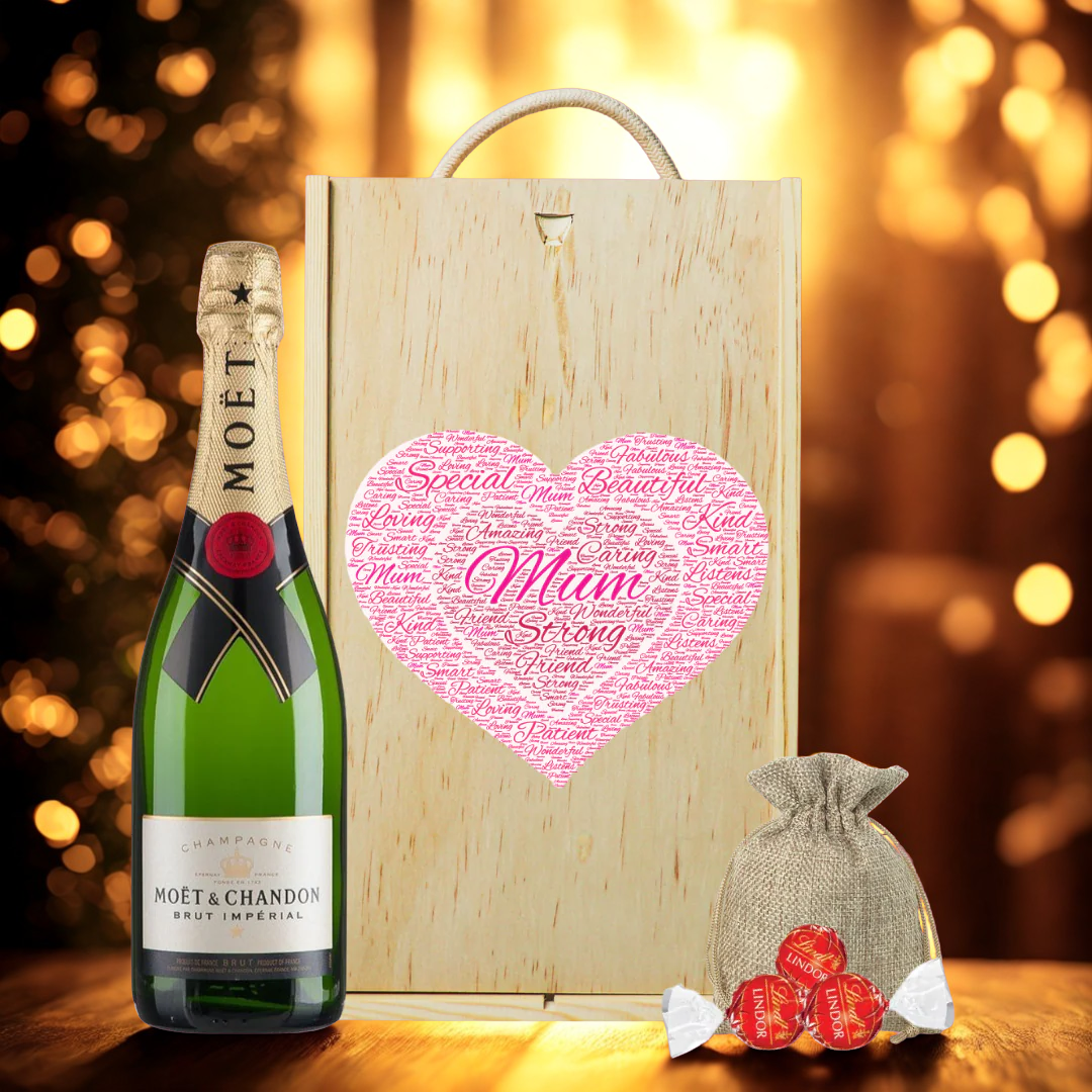 Mum Moët & Chandon Brut Champagne Gift Set with Lindor Chocolates (75cl)