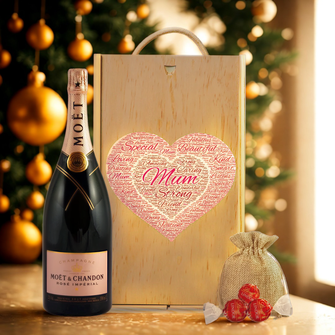 Mum Moët &amp; Chandon Brut Imperial Rose Champagne Gift Set with Lindor Chocolates (75cl)