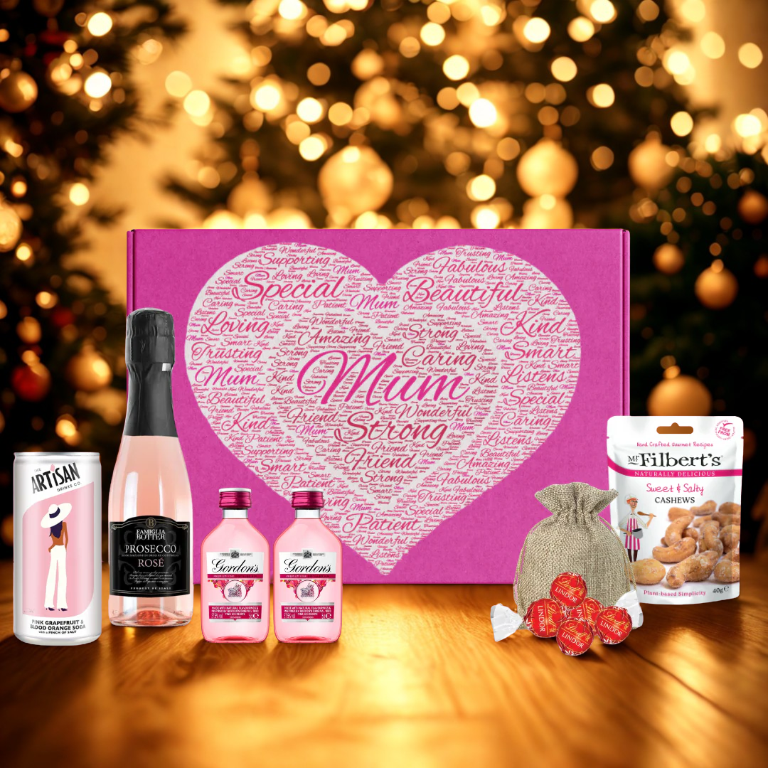 Mum Pink Gin And Fizz Gift Set With Premium Snacks
