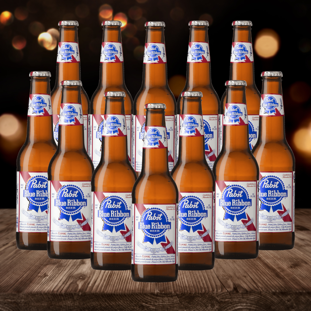 Pabst Blue Ribbon American Pale Lager 330ml Bottles (12 Pack)- 4.7% ABV - BEERHUNTER