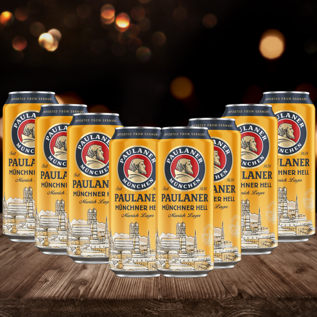 Paulaner Munchner Hell Premium German Lager 500ml Cans – 4.9% ABV (multipack)