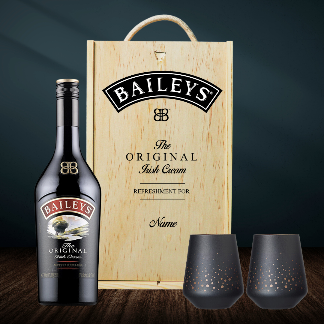 Personalised Baileys Original Irish Cream Liqueur Gift Set with Glasses - 70cl