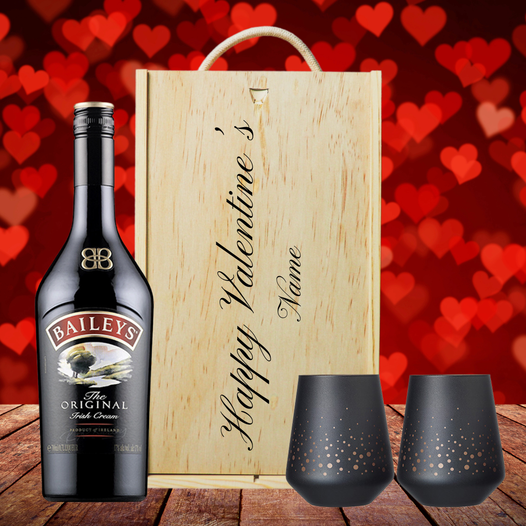 Personalised Baileys Original Irish Cream Liqueur Valentines Gift Set