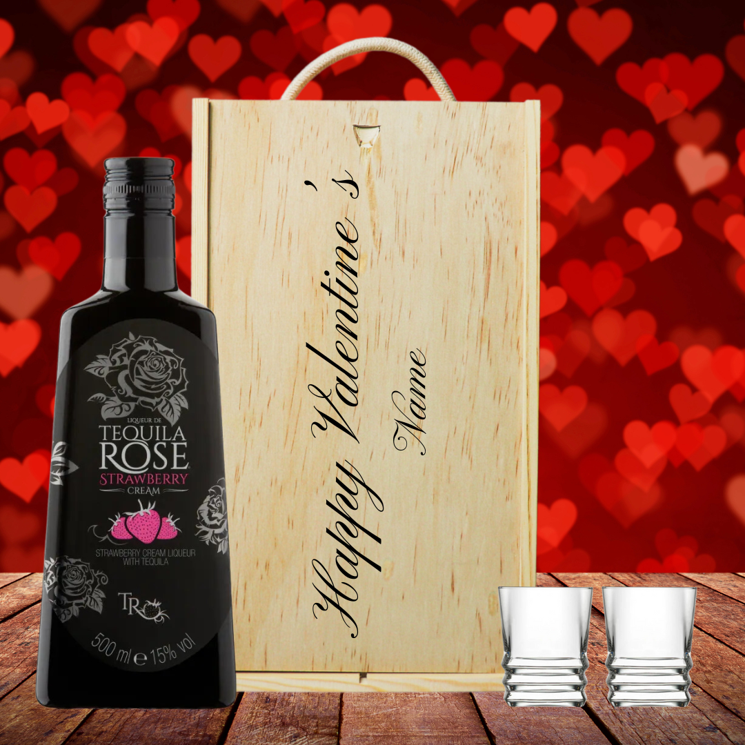 Personalised Tequila Rose Strawberry Liqueur Valentines Gift Set