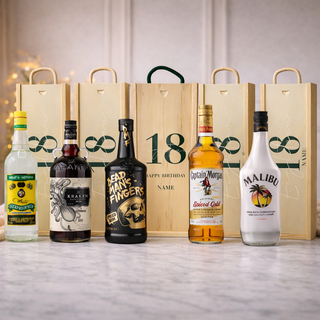 Personalised 18th Birthday Rum Gift Set – Rum with Personalised Lid