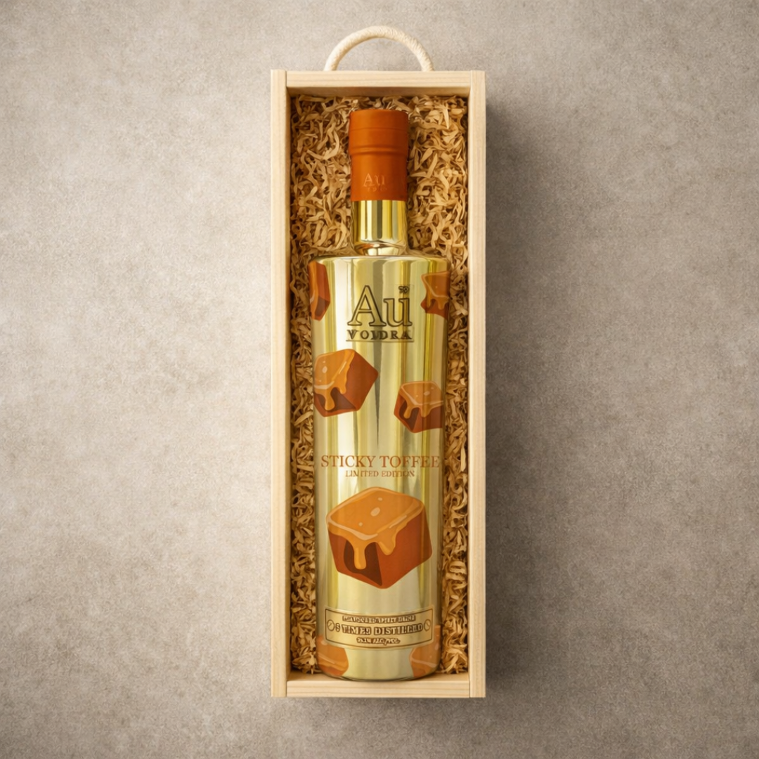 Personalised AU Sticky Toffee Limited Edition Vodka Gift Set – 30.2% ABV (70cl)