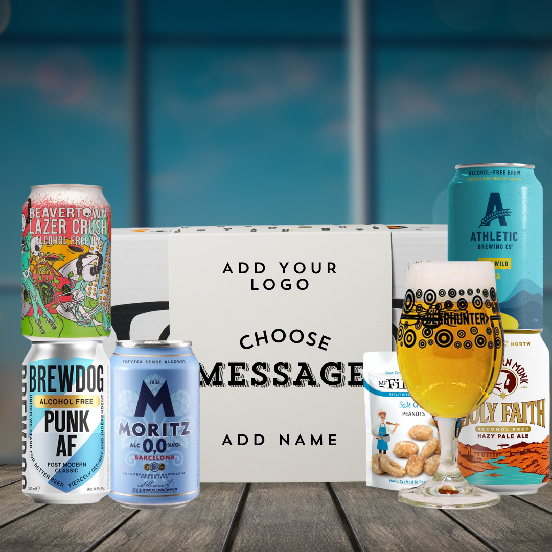 Personalised Alcohol Free Corporate Beer Gift Set with Glass (5 x 330ml)