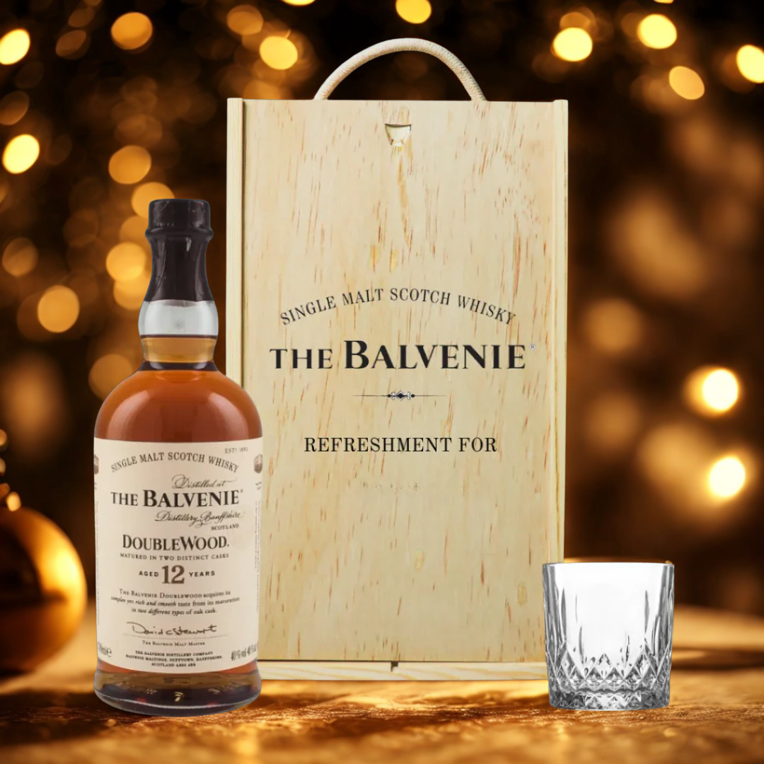 Personalised Balvenie Whisky Gift Set in Wooden Box - 40% ABV (70cl)