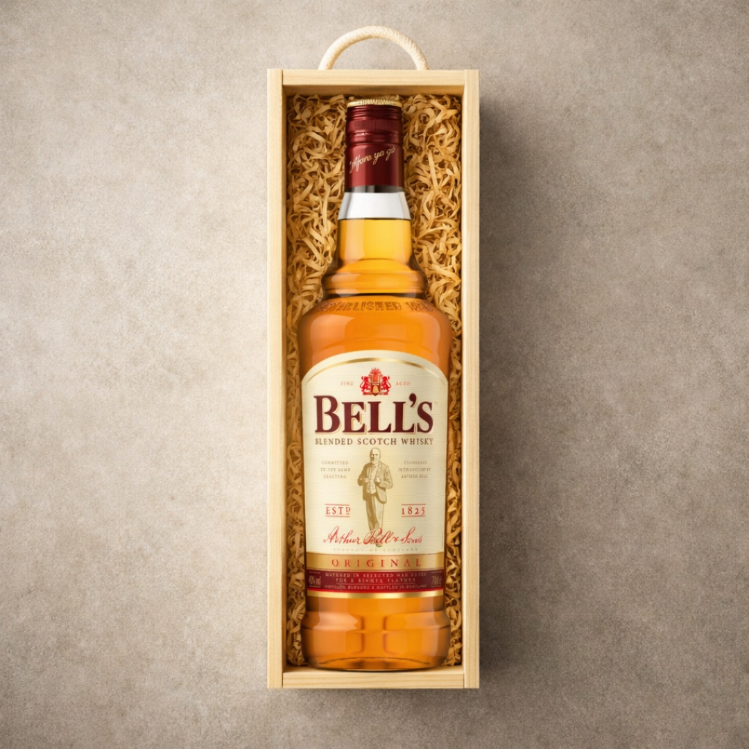 Personalised Bells Blended Scotch Whisky Gift Set In Wooden Box - 40% ABV (70cl)