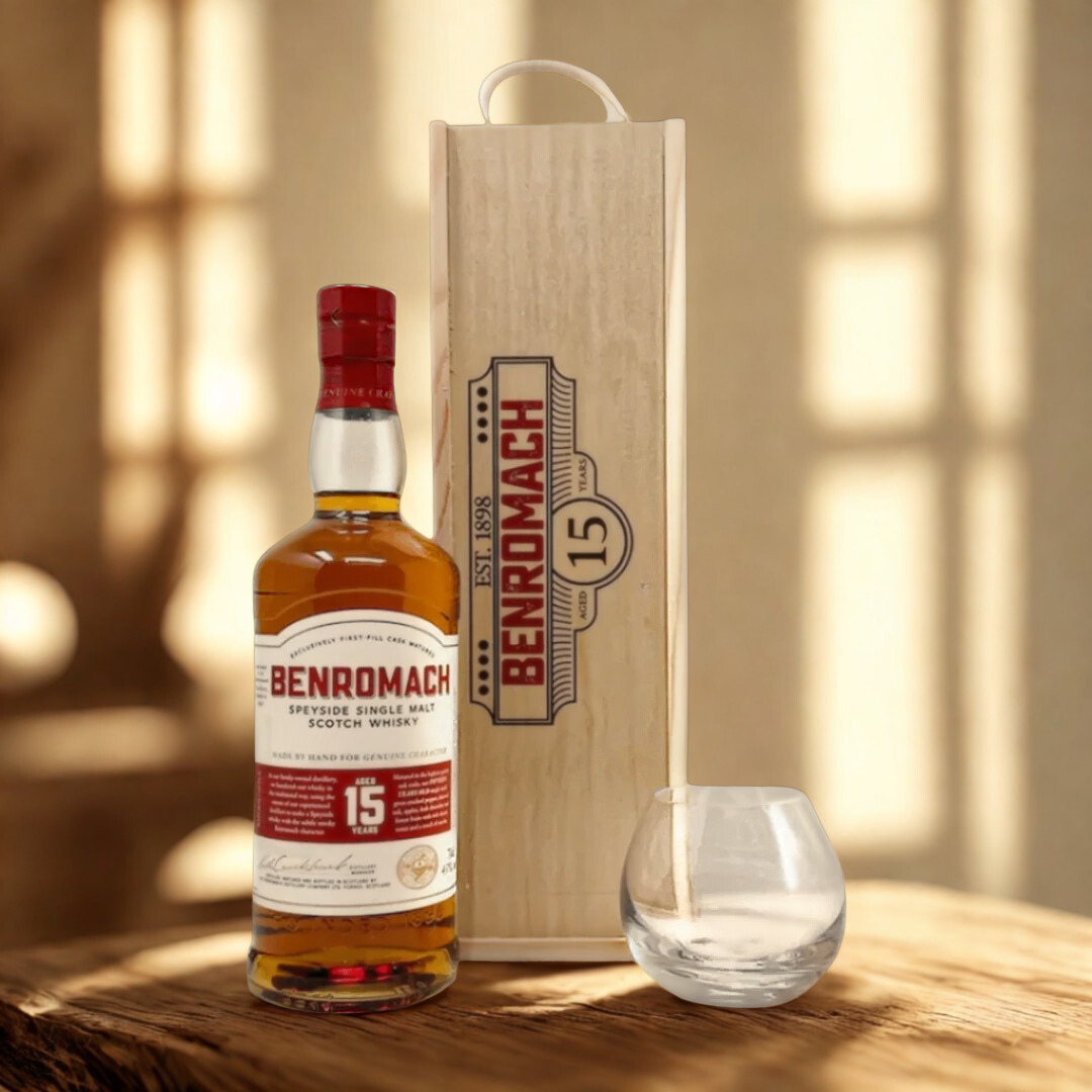 Personalised Benromach 15 Year Single Malt Scotch Whisky Gift Set - 70cl