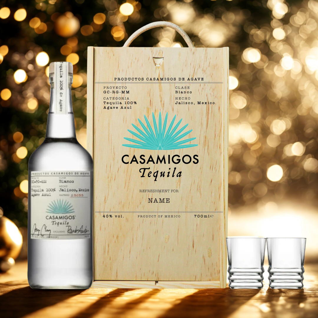 Personalised Casamigos Blanco Tequila Gift Set with Shot Glasses - 70cl (40% ABV)