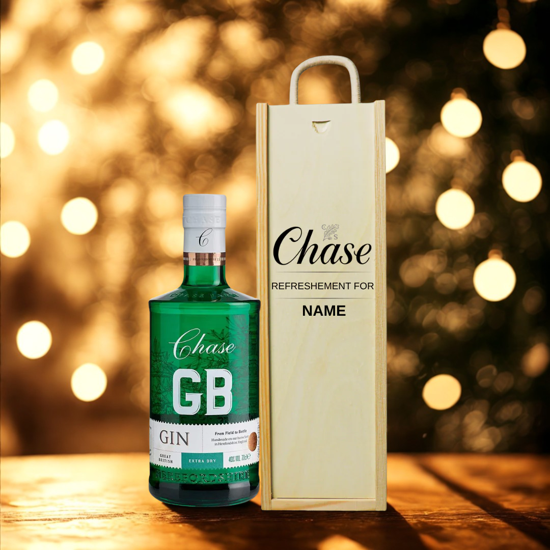 Personalised Chase GB Gin Gift Set in Wooden Box – 70cl (40% ABV)