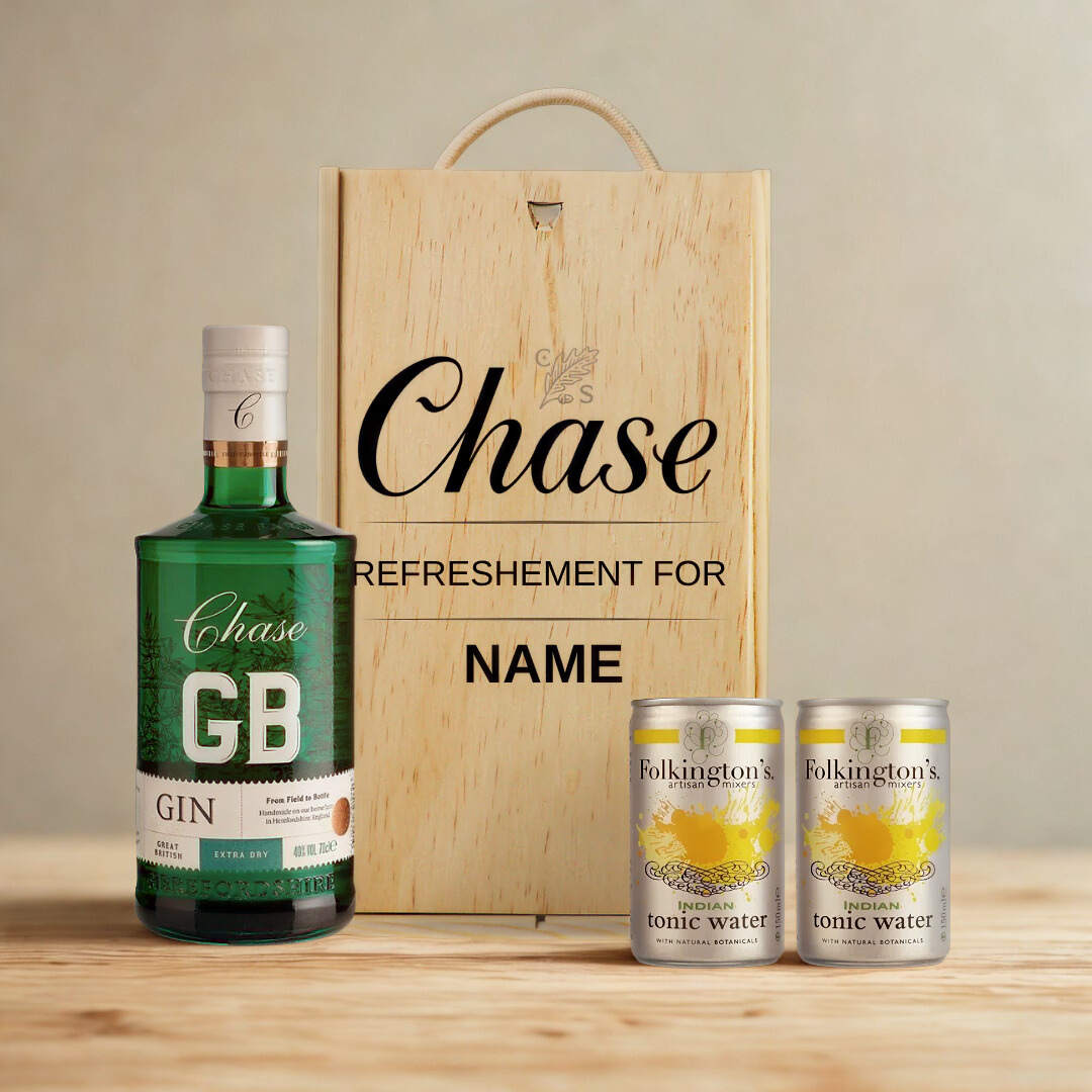 Personalised Chase GB Gin Gift Set in Wooden Box – 70cl (40% ABV)