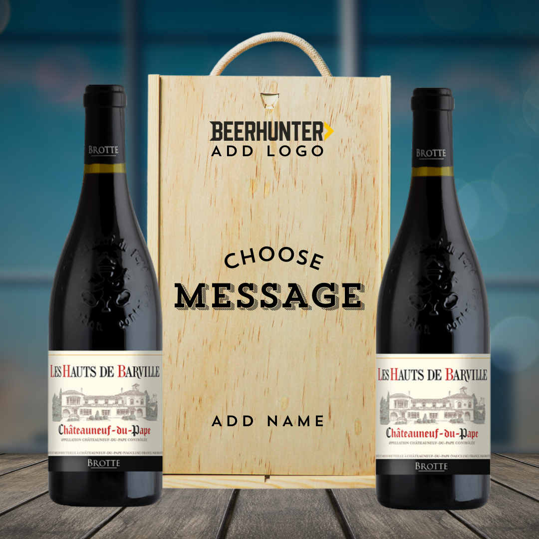 Personalised Chateauneuf Du Pape Red Wine Corporate Gift Set (2 x 75cl) - BEERHUNTER