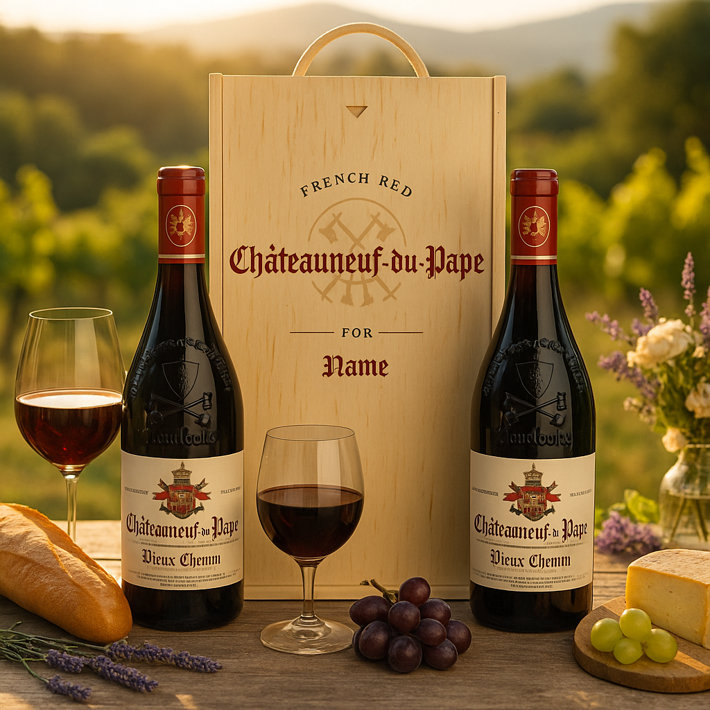 Personalised Chateauneuf Du Pape Red Wine Gift Set (2 x 75cl)