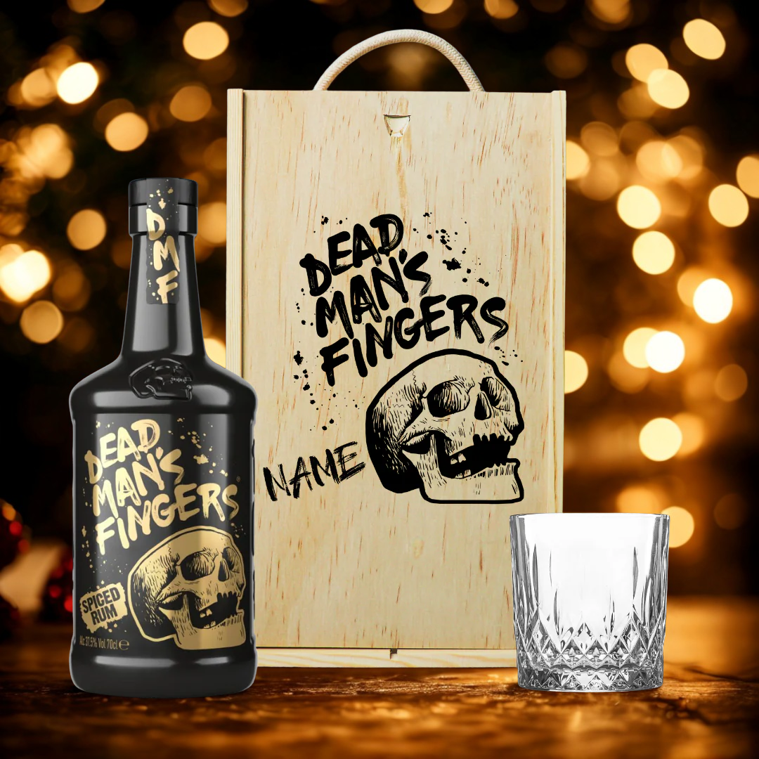 Personalised Dead Man&#39;s Fingers Spiced Rum Gift Set with Glass - 70cl