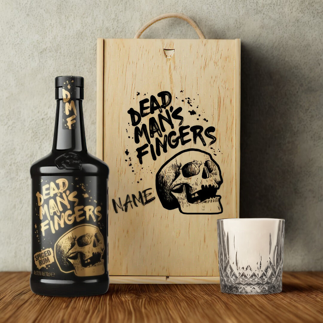 Personalised Dead Man's Fingers Spiced Rum Gift Set with Glass - 70cl