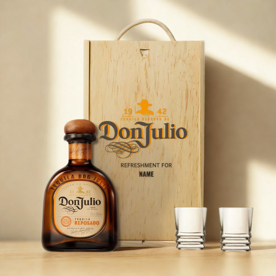 Personalised Don Julio Reposada Tequila with Shot Glasses Gift Set - 70cl (38% ABV)