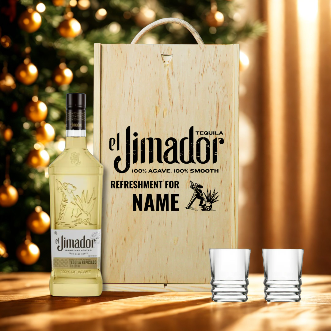 Personalised El Jimador Tequila Gift Set with Shot Glasses – 70cl (38% ABV)