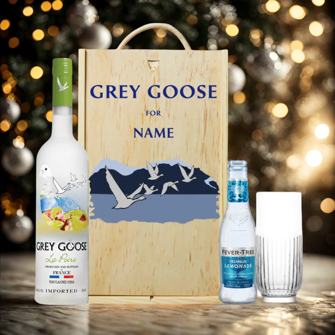 Personalised Grey Goose La Poire Pear Vodka Gift Set with Lemonade & Rocks Glass (70cl)