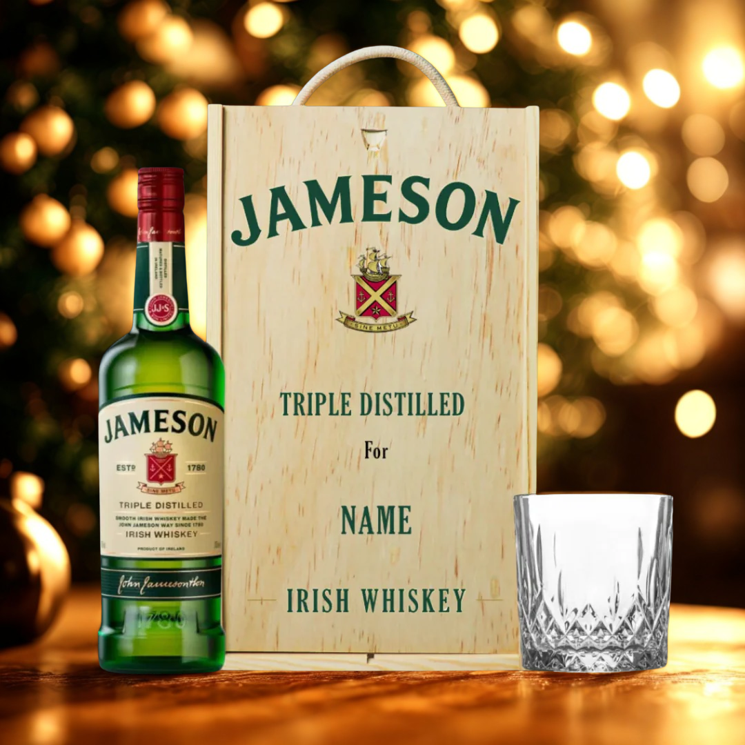 Personalised Jameson Triple Distilled Irish Whiskey Gift Set with Glass